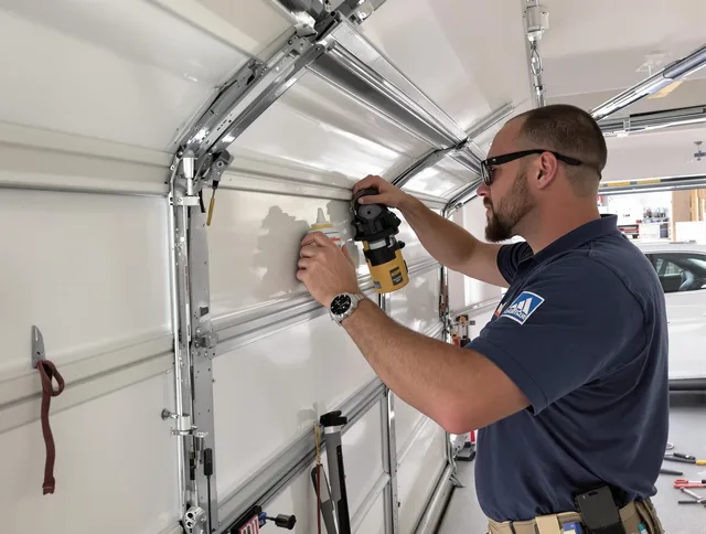 Westport Garage Door Repair technician quieting a noisy garage door in Westport