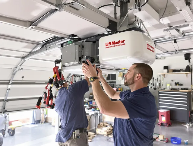 Westport Garage Door Repair technician performing advanced diagnostics on garage opener in Westport