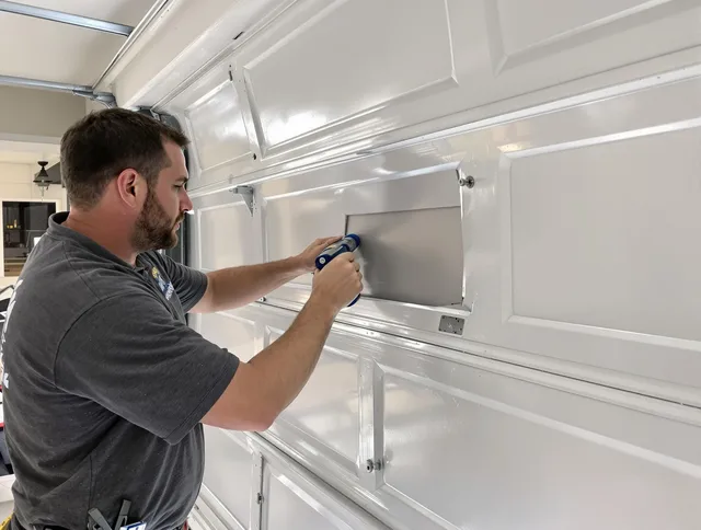 Garage door panel repair by Westport Garage Door Repair in Westport