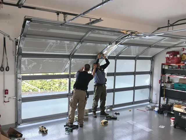 Westport Garage Door Repair expert performing precise panel replacement on Westport garage door